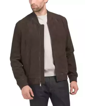 Замшевый бомбер Cole Haan, цвет Dark Chocolate