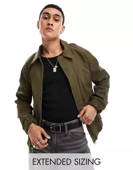 Замшевый бомбер оверсайз цвета хаки ASOS