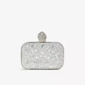Замшевый клатч Micro Cloud, украшенный кристаллами Jimmy Choo, цвет crystal