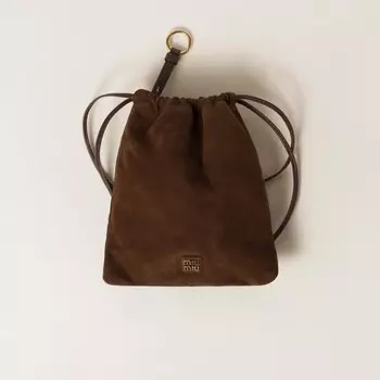 Замшевый клатч Miu Miu, коричневый