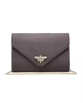 Замшевый клатч с застежкой Bee Lock JFY, серый