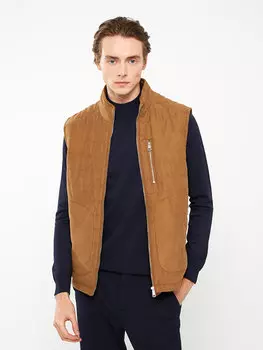 Замшевый мужской жилет Slim Fit с воротником-стойкой LCW Vision, бафф