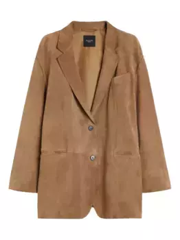Замшевый однобортный блейзер Weekend Max Mara, коричневый