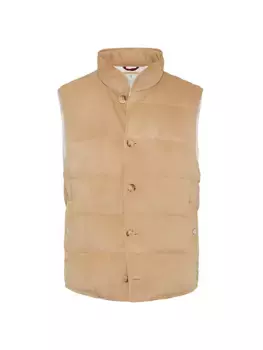 Замшевый пуховый жилет Brunello Cucinelli, цвет camel