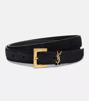 Замшевый ремень Cassandre Saint Laurent, черный