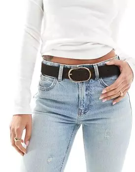 Замшевый ремень с тонкой трубчатой пряжкой шоколадного цвета ASOS DESIGN