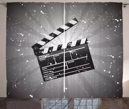 Занавеска ABAKUHAUS Cinema в деревенском стиле, шпульная доска, универсальные ленточные шторы для гостиной с петлями и крючками, 280 x 260 см, белый черный серый