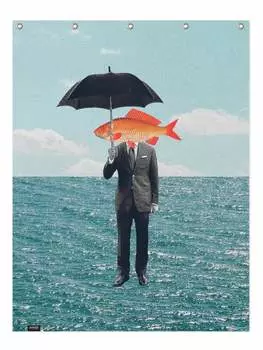 Занавеска для душа Juniqe, цвет blau & orange