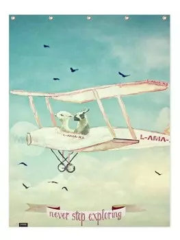 Занавеска для душа Juniqe, цвет blau & wei