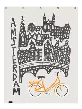 Занавеска для душа Juniqe, цвет grau & rot