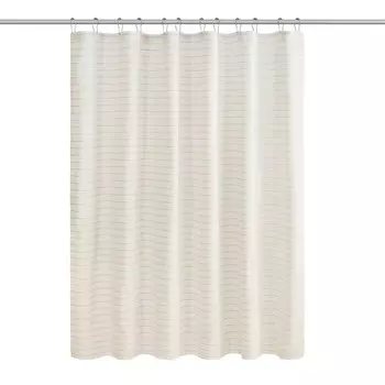 Занавеска для душа с текстурой ольхи в полоску цвета слоновой кости Olliix, цвет Ivory Stripe