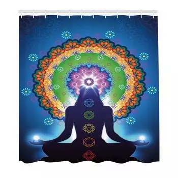 Занавеска для душа twentyfour Mandala Chakra, 220 см, разноцветный