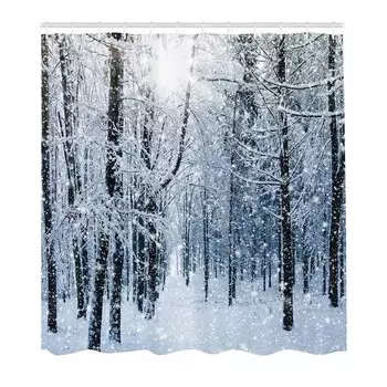 Занавеска для душа twentyfour Schnee bedeckter Wald, 200 см цвет wei/blau