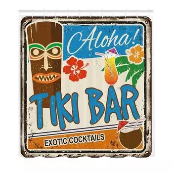 Занавеска для душа twentyfour Tiki Bar, 200 см, разноцветный