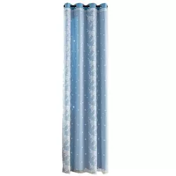 Занавеска на окно, перфорированная светофильтрация, полиэстер, затемненная боковая занавеска для окна спальни, украшение дома, серая Stuttg, синий