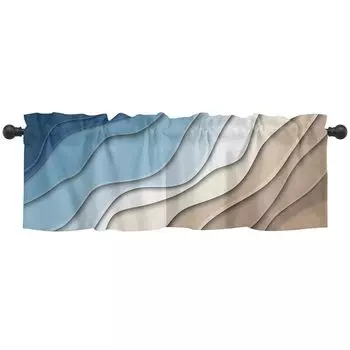 Занавеска на окно с градиентом цвета, солнцезащитный козырек с океанской волной, декоративная эстетика, стержень, карманный балдахин, оформление окон, кухонное окно, ванная комната, спальня Deecor-J Stuttg, мультиколор