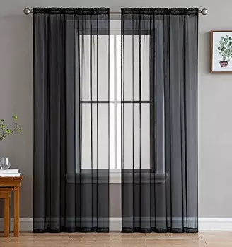 Занавеска прозрачная Best Linen, черный