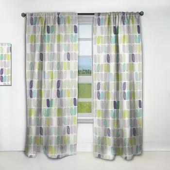 Занавеска с геометрическим узором Designart, белый / серый