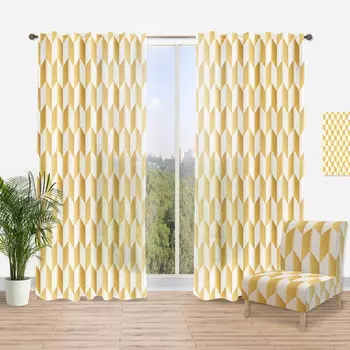 Занавеска с геометрическим узором Designart, золотой