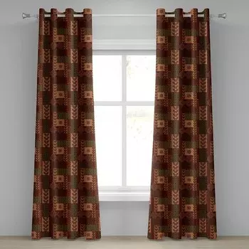 Занавеска с люверсами Abakuhaus Autumn 2 шт, 280x245x0,5 см цвет rosa grn und brown