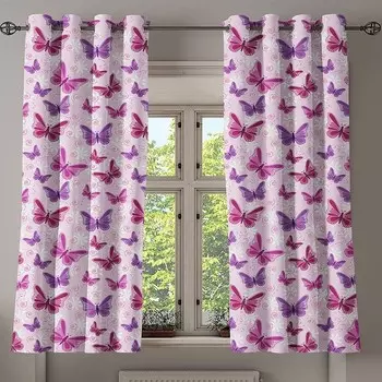 Занавеска с люверсами Abakuhaus Butterfly 2 шт, 280x175x0,5 см цвет pink lila