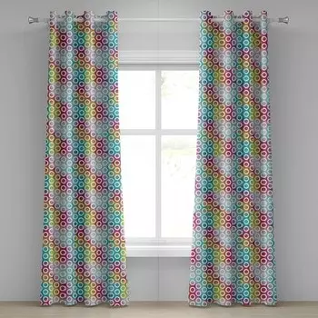Занавеска с люверсами Abakuhaus Digitale Kreise 2 шт, 280x260x0,5 см, разноцветный