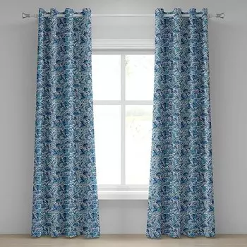 Занавеска с люверсами Abakuhaus Flower Tendrils 2 шт, 280x245x0,5 см цвет blau marine und grn