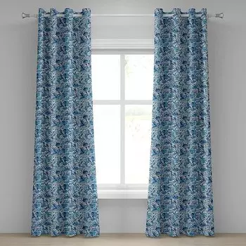 Занавеска с люверсами Abakuhaus Flower Tendrils 2 шт, 280x225x0,5 см цвет blau marine und grn