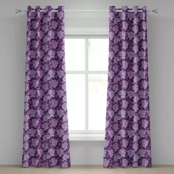 Занавеска с люверсами Abakuhaus Flowers 2 шт, 280x225x0,5 см цвет lila wei babyblau