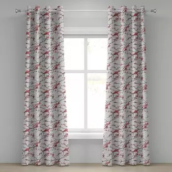 Занавеска с люверсами Abakuhaus Kirschbaumblten 2 шт, 280x245x0,5 см цвет coral schwarz