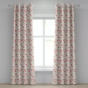 Занавеска с люверсами Abakuhaus Landhaus Blume 2 шт, 280x245x0,5 см цвет dunkler coral wei
