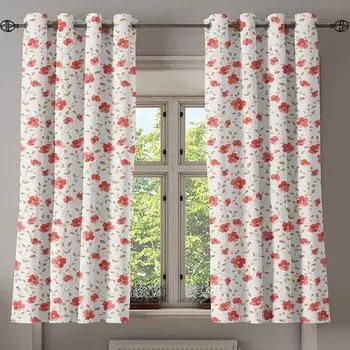 Занавеска с люверсами Abakuhaus Landhaus Blume 2 шт, 280x175x0,5 см цвет dunkler coral wei