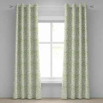 Занавеска с люверсами Abakuhaus Leaves 2 шт, 280x225x0,5 см, зеленый