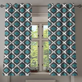 Занавеска с люверсами Abakuhaus Mandala Blumen 2 шт, 280x175x0,5 см цвет schwarz aqua wei