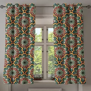 Занавеска с люверсами Abakuhaus Mandala Flowers 2 шт, 280x175x0,5 см цвет braun grn und gelb