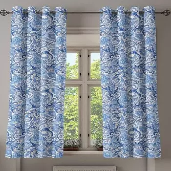 Занавеска с люверсами Abakuhaus Paisley 2 шт, 280x175x0,5 см цвет blassblau wei und blau