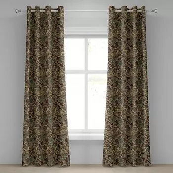 Занавеска с люверсами Abakuhaus Paisley Tendrils 2 шт, 280x260x0,5 см цвет sand brown schokolade