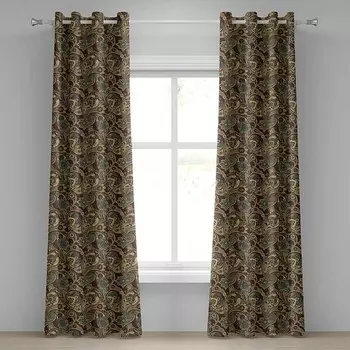 Занавеска с люверсами Abakuhaus Paisley Tendrils 2 шт, 280x225x0,5 см цвет sand brown schokolade