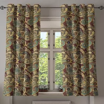 Занавеска с люверсами Abakuhaus Paisley Tendrils 2 шт, 280x175x0,5 см цвет sand brown schokolade