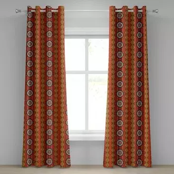 Занавеска с люверсами Abakuhaus Raute 2 шт, 280x225x0,5 см цвет orange gelb und wei