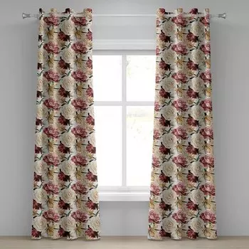 Занавеска с люверсами Abakuhaus Rose 2 шт, 280x245x0,5 см цвет getrocknete rose creme rubin