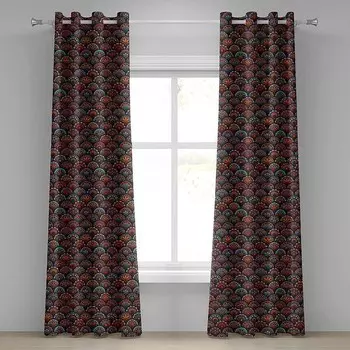 Занавеска с люверсами Abakuhaus Scarlet Mandala 2 шт, 280x260x0,5 см цвет scarlet orange und blau
