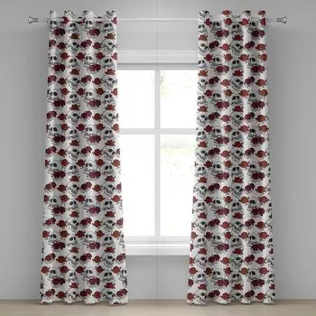 Занавеска с люверсами Abakuhaus Skull Rose 2 шт, 280x245x0,5 см, серый