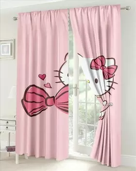Занавески с рисунком «Hello Kitty», розовый