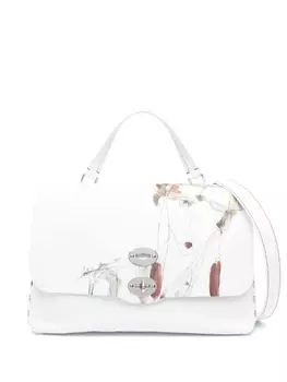 Zanellato сумка на плечо Postina с графичным принтом, белый