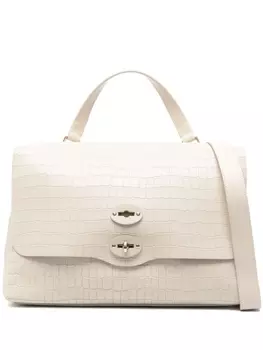 Zanellato сумка-тоут Postina с тиснением под кожу крокодила, нейтральный цвет
