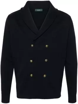 Zanone двубортный пиджак из вирджинской шерсти, синий