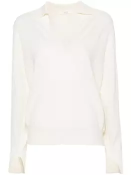 Zanone джемпер с воротником поло и V-образным вырезом, белый