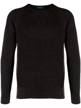 Zanone джемпер тонкой вязки с рукавами реглан, коричневый