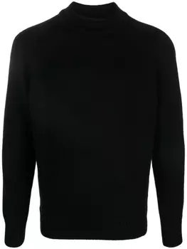 Zanone джемпер тонкой вязки с воротником-стойкой, черный
